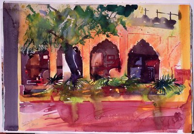 Haveli Inn Pal Jodphur, 2007 （紙に水彩画） 作： Simon Fletcher