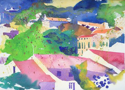 フォジェールのブドウ、2003年、フランス（水彩画） 作： サイモン・フレッチャー