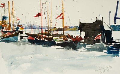 ノイミュレン、ハンブルク、2009年（水彩画） 作： Simon Fletcher