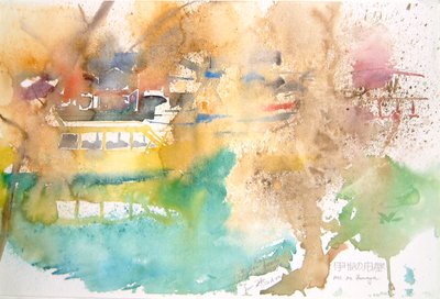 雨と黄色いボート、2000年（水彩画） 作： サイモン・フレッチャー