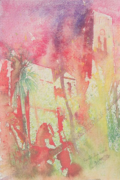 イタリア、ラヴェッロのルフッロ、2001年（水彩画） 作： サイモン・フレッチャー