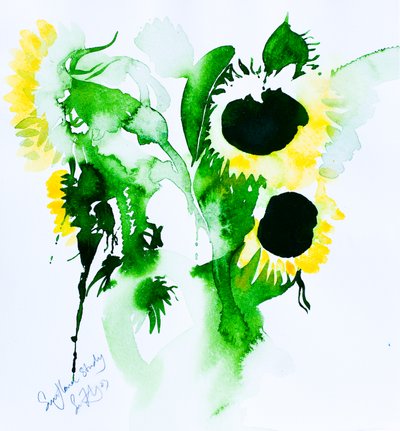 ひまわりの習作, 2005 （水彩） 作： Simon Fletcher