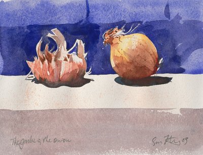 ニンニクとタマネギ, 2003 （水彩画） 作： Simon Fletcher