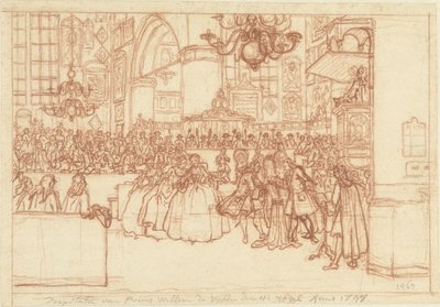 ウィリアム 5 世の洗礼、1748 年 1748 年 4 月 11 日のプリンス ウィレム デ ヴィフスの洗礼 (オブジェクトのタイトル) 作： Simon Fokke