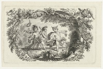 蜂の巣で 3 つの putti 作： Simon Fokke
