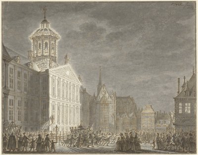 ウィリアム 5 世とプロイセンのヴィルヘルミナのための市庁舎の照明、1768 年 作： Simon Fokke