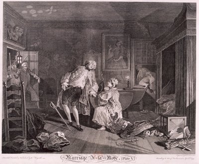 「マリッジ ア ラ モード、プレート V」、1745 年 作： Simon Francois Ravenet