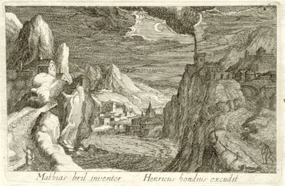 月明かりによる川の風景 さまざまな風景（連載タイトル） Topographia variarum regionum (シリーズタイトル) 作： Simon Frisius (attributed to)