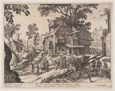 キリストの生涯を描いた風景画より「麻痺した人の癒し 作： Simon Frisius