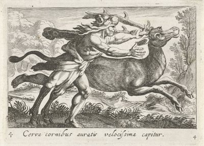 Hercules vangt de Hind van Cerynea 金色の角を持つシカは非常に速く捕まえられます (オブジェクトのタイトル) Herculische theme