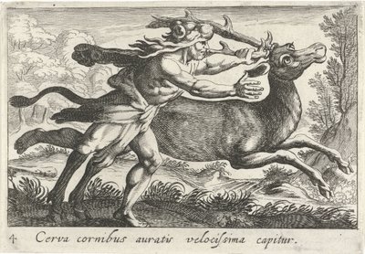 Hercules vangt de Hind van Cerynea 金色の角を持つシカは非常に速く捕まえられます (オブジェクトのタイトル) Herculische theme