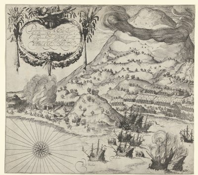 1605年、ティドールにおけるオランダ軍によるポルトガル軍への勝利（左の図版） 作： Simon Frisius
