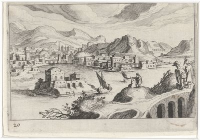 川の谷の街並み 南欧の風景（連載タイトル） Topographia variarum regionum (シリーズタイトル) 作： Simon Frisius