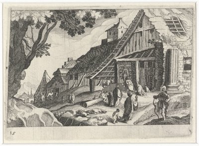 「三王の礼拝」を描いた街並みの風景 作： Simon Frisius