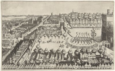 休戦宣言後のデン・ハーグでの祝賀の焚き火、1609年 作： Simon Frisius
