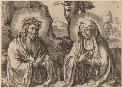 救世主と聖母 作： Simon Frisius after Lucas van Leyden