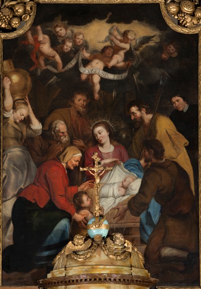 教区教会（下の名前、Sint-Vedastu Church）。 インテリア。 高い祭壇。 マギの崇拝。 シモン・ド・パエペ。 1660-1について 作： Simon II de Pape