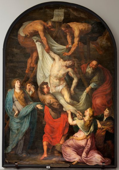 教区教会 (Sint-Walburgakerk)。 絵画「十字架の降下」。 シモン・ド・パプ。 PPRubens にコピーします。 17世紀半ば。 作： Simon II de Pape