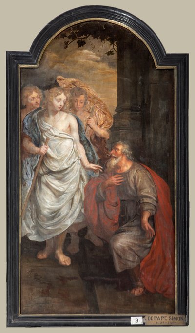 教区教会 (Sint-Walburgakerk)。 絵画、トリプティク。 シモン・ド・パプ(?)。 キリスト教徒の奴隷をトルコ人に償還する。 作： Simon II de Pape