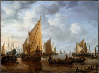 1646年、オレンジ公国のフレデリック・ヘンリーがドルドレヒトの船団を視察 作： Simon Jacobsz. Vlieger