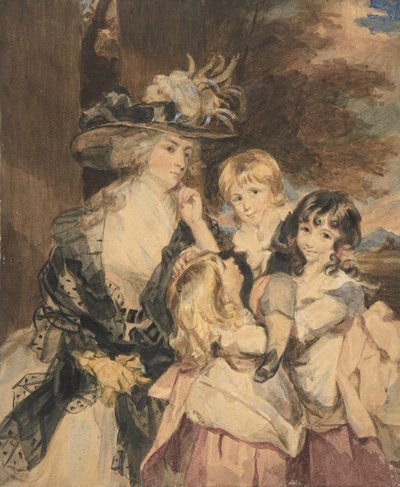 スミス夫人とその子供たち、1800～1872年。 作： Simon Jacques Rochard