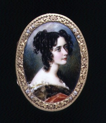 ジョージナ・カロリーナ（レディー・アストリー）のポートレート・ミニアチュール 1827年頃（アイボリーに水彩画 作： Simon Jacques Rochard