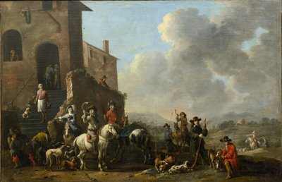 狩りの準備 par Douw, Simon Johannes van (ca 1630-a 1677 later) 作： Simon Johannes van Douw