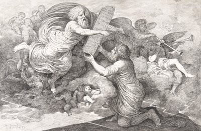 シナイのモーセ ユダヤ法の表、1773年。 作： Simon Julien