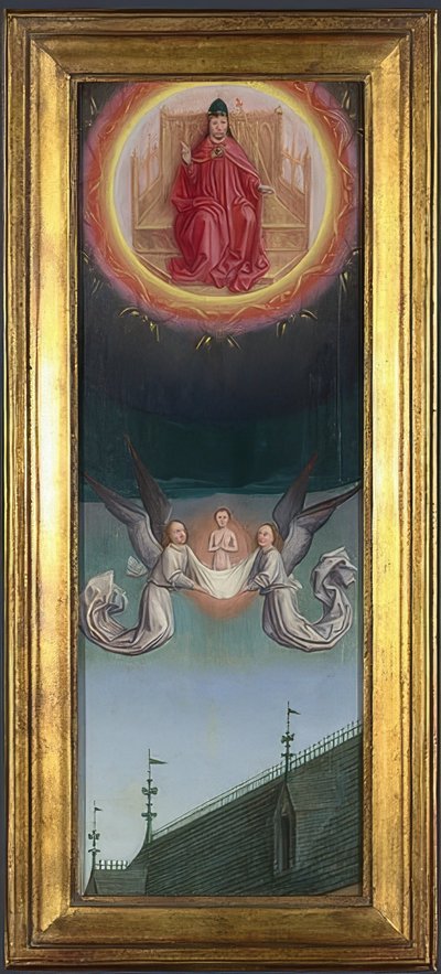 聖ベルタンの魂は天国に運ばれます（聖ベルタン修道院の祭壇画）。 1459年頃 作： Simon Marmion
