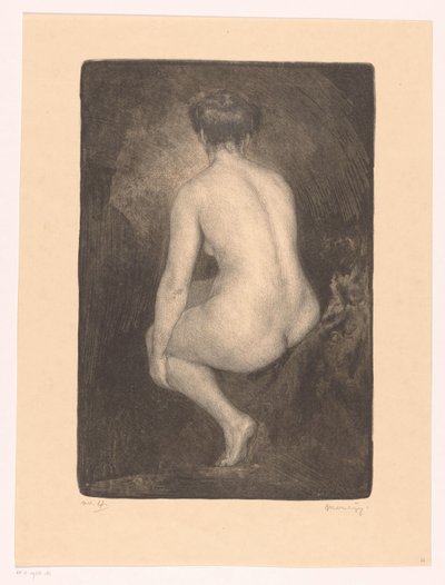 座っている裸の女性 作： Simon Moulijn (signed by artist)
