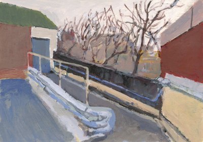 駐車場の歩道、2024年（アクリル、紙） 作： Simon Neville