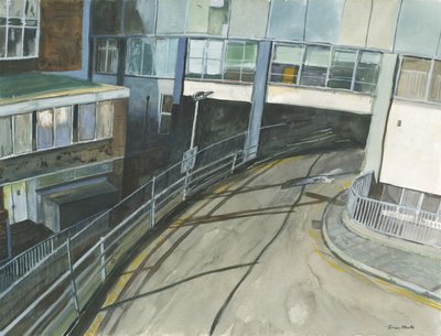 鉄道駅タクシー入口、2019年（紙に水彩＆ガッシュ） 作： Simon Neville