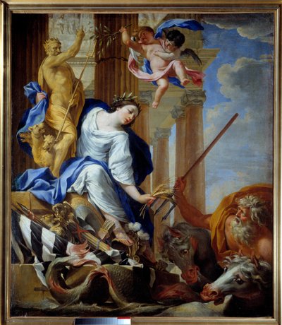 平和の恩恵のアレゴリー シモン・ヴーエ（1590-1649）による絵画 1645年 シェルブール、トマ・アンリ美術館 作： Simon Vouet