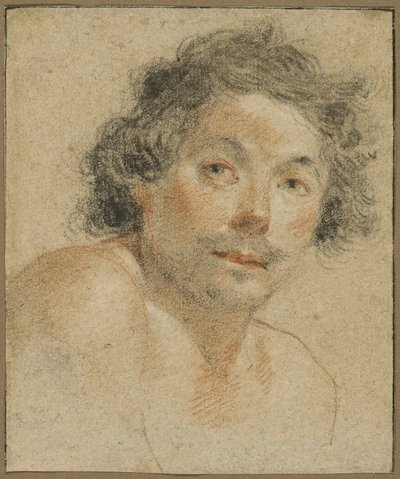 若い男の胸像の肖像画 作： Simon Vouet