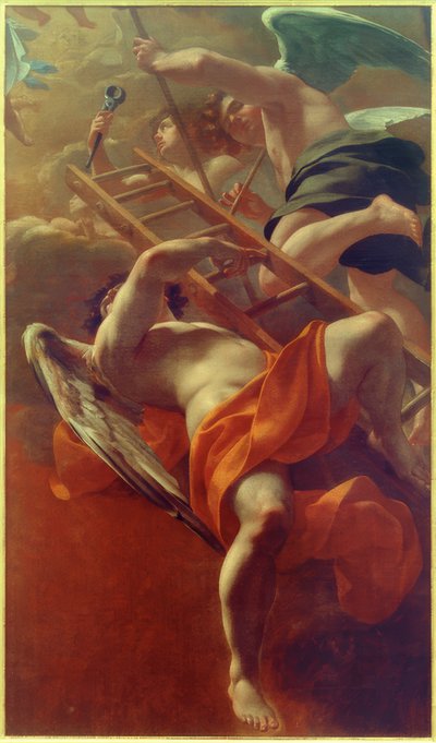 情熱の道具を持つ天使 作： Simon Vouet
