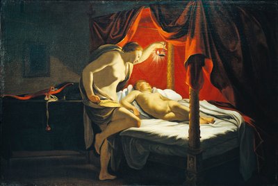 フランス、リヨン、愛と精神（キャンバスに油彩） 作： Simon Vouet