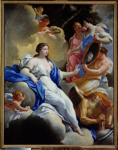 Prudence, Love and the Graces Painting by Simon Vouet (1590-1649) 1645 Sun.1,16x0,9 m モンペリエ、Musee Fabre 作： Simon Vouet