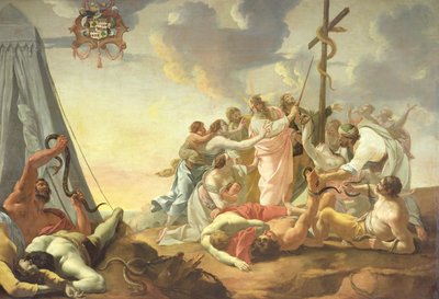 青銅の蛇、右手のセクション（キャンバスに油彩） 作： Simon Vouet