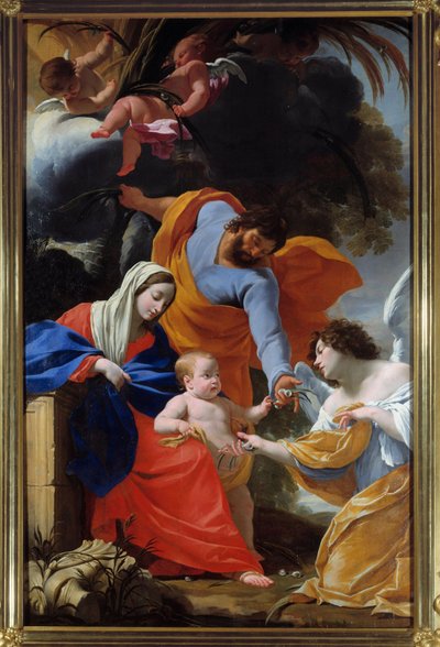 聖家族の休息」 シモン・ヴーエ（1590-1649）の絵画 1639年 グルノーブル、ボザール美術館 作： Simon Vouet