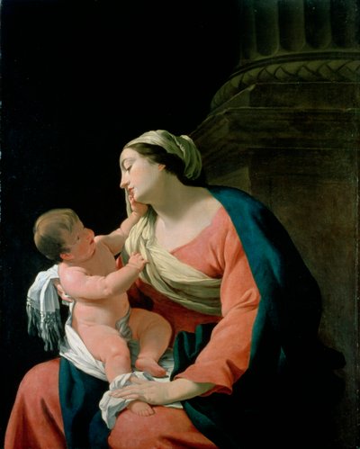 コラムの聖母子、c1639-1640 作： Simon Vouet