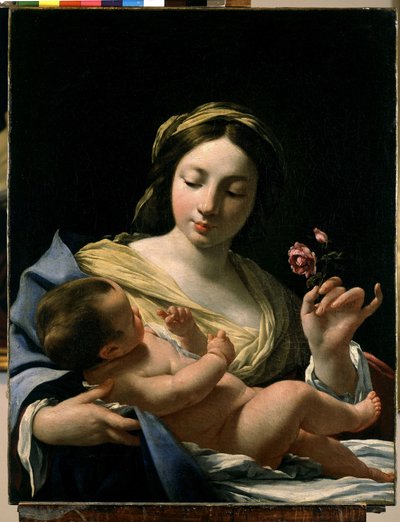 聖母子イエス（キャンバスに油彩） 作： Simon Vouet