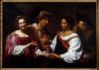 占い師 シモン・ヴーエ（1590-1649）の絵画 1620年 日。1,2x1,7 m オタワ、ナショナル・ギャラリー・オブ・アート 作： Simon Vouet