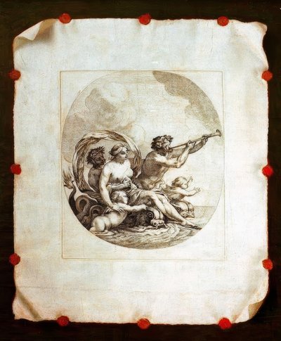 ガラテアの銅版画が刻まれたトロンプルイユ 作： Simon Vouet