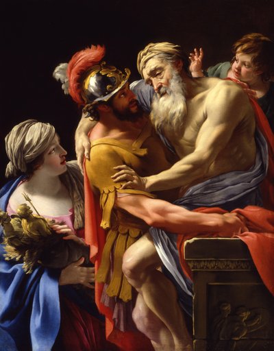 オニーアとその父、トロイの逃亡、1635年頃 作： Simon Vouet