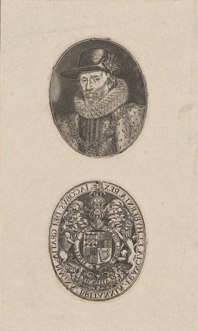 ジェームズ1世、イングランド王、約。 1616年。 作： Simon de Passe