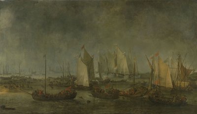 1631 年 9 月 12 ～ 13 日の夜のオランダ艦隊とスペイン艦隊の間のスラークの戦い 作： Simon de Vlieger