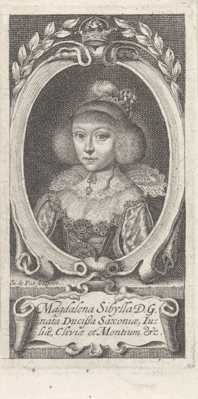 ザクセンのマグダラのシビル王女 1617-1668、ザクセン＝アルテンブルク公爵夫人、c. 1647-1648。 作： Simon van de Passe