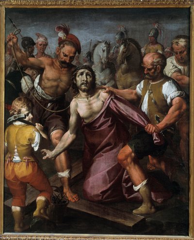 衣服を脱がされたキリスト（キャンバスに油彩、1615年頃） 作： Simone Barabino