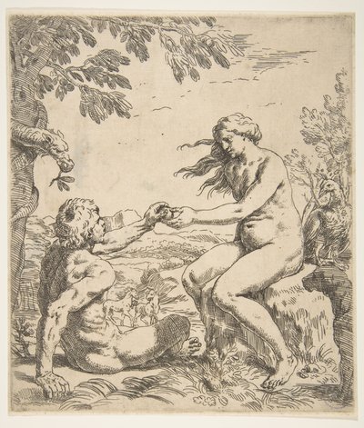 アダムとイブ、ca。 1639。 作： Simone Cantarini