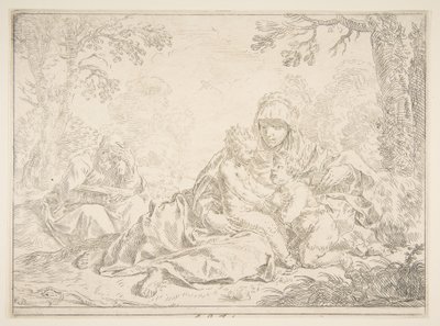 洗礼者聖ヨハネと聖家族、約。 1637-1640。 作： Simone Cantarini